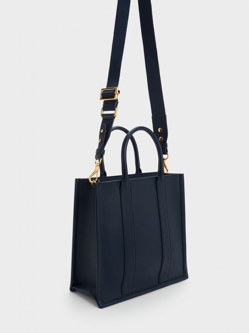 Charles & Keith Clover Trapeze Tote Veske Marineblå | NEWGO9247