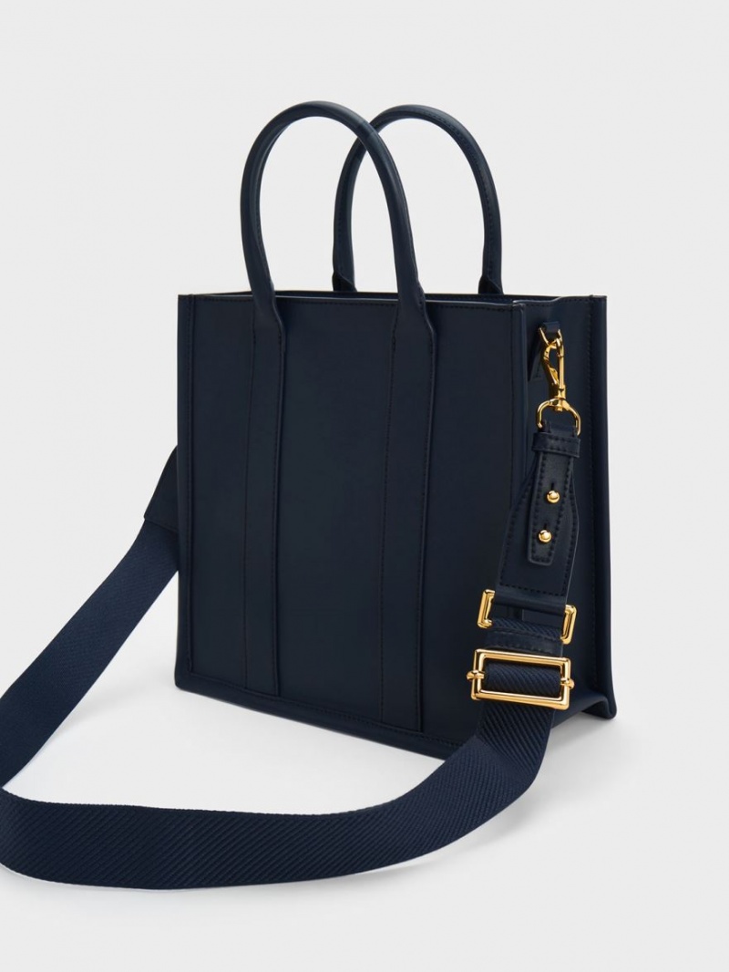 Charles & Keith Clover Trapeze Tote Veske Marineblå | NEWGO9247