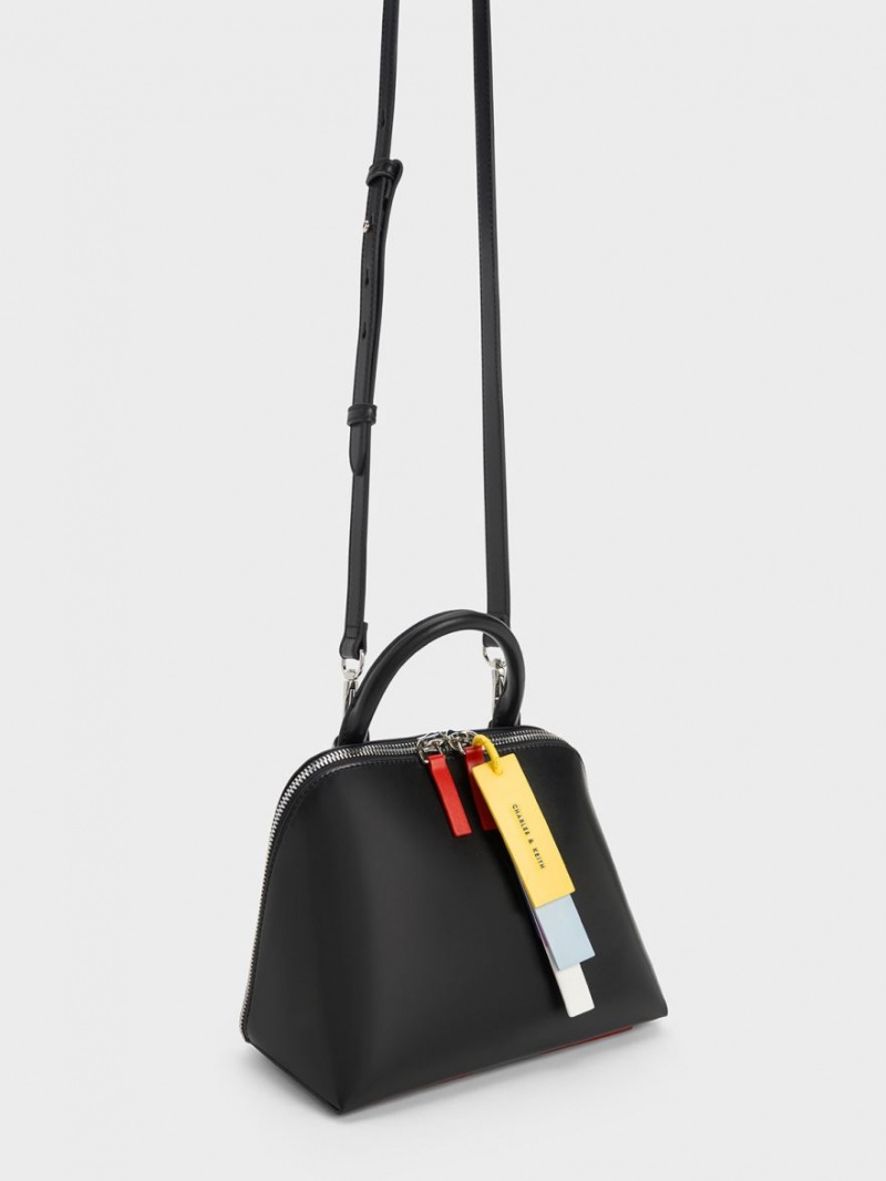 Charles & Keith Cockade Bowling Tote Veske Svarte | BGPRU3846