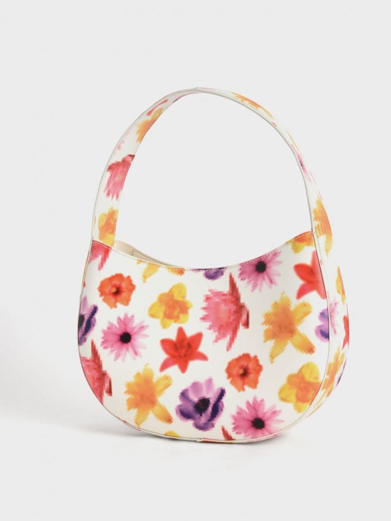 Charles & Keith Coda Floral-Print Top Handle Hobo Veske Multicolor | IFAHE8574