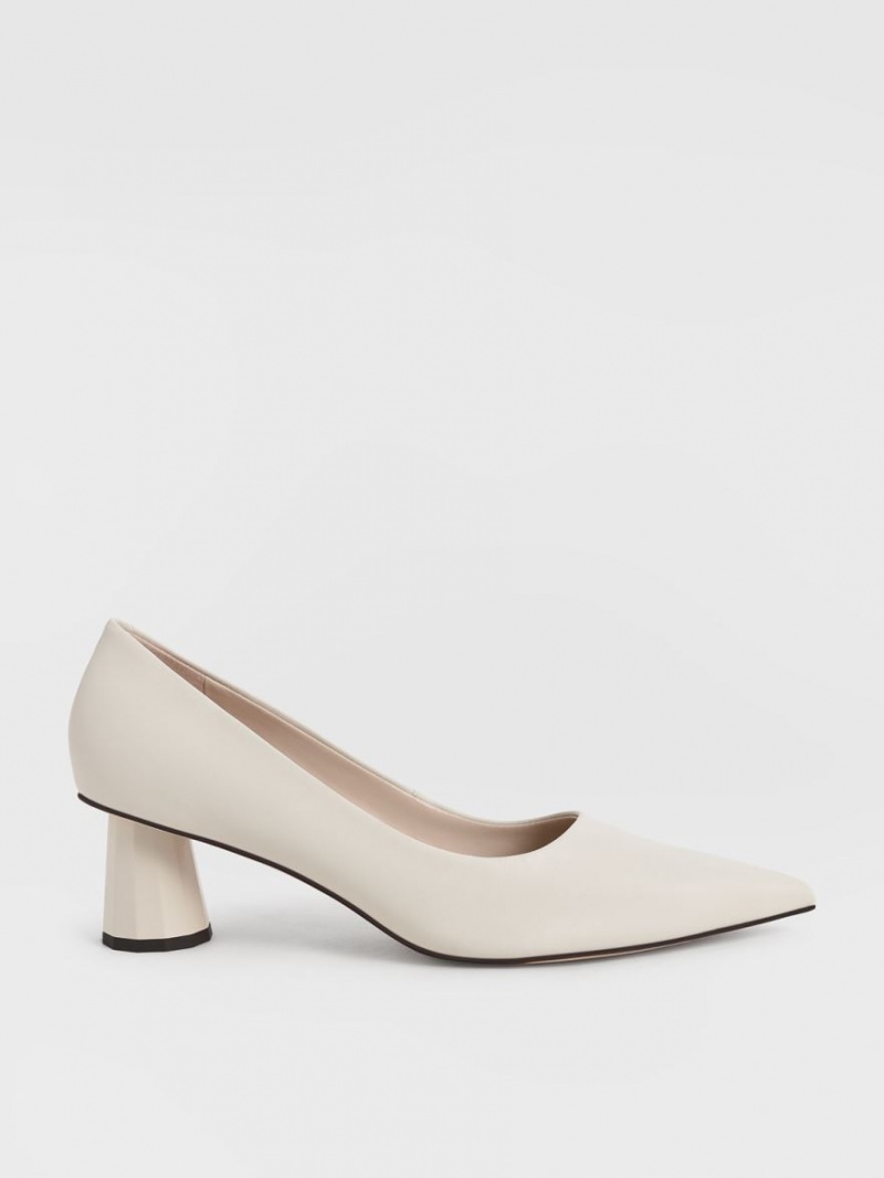 Charles & Keith Cone Heel Pointed-Tå Pumps Pisket Krem | ALIYU2139