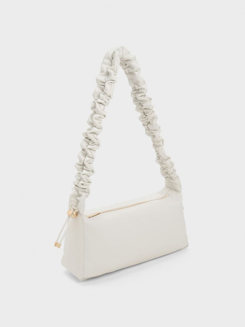 Charles & Keith Cosette Ruched Håndveske Hvite | WSDJZ3062