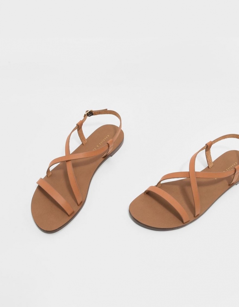 Charles & Keith Criss Cross Flate Sandaler Brune | LBXSG7639