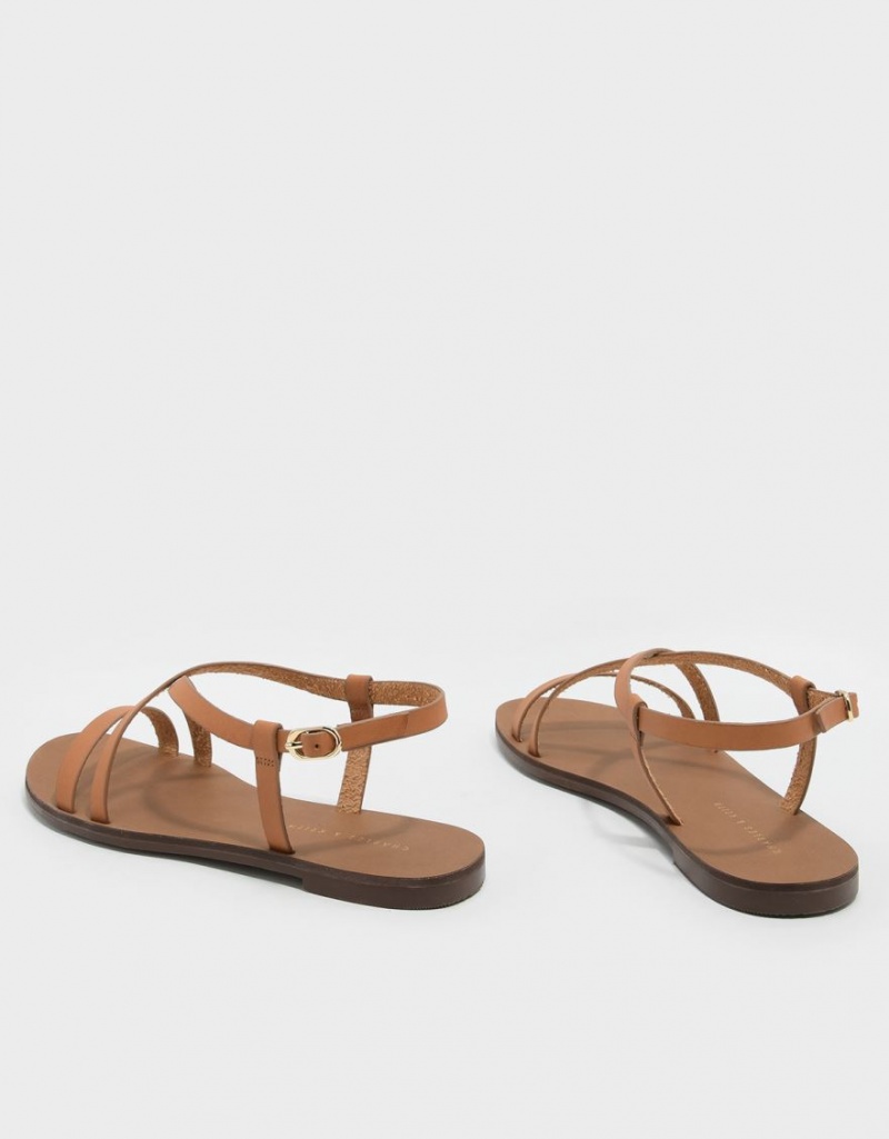 Charles & Keith Criss Cross Flate Sandaler Brune | LBXSG7639