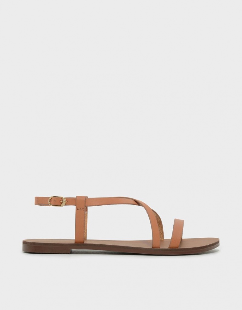 Charles & Keith Criss Cross Flate Sandaler Brune | LBXSG7639