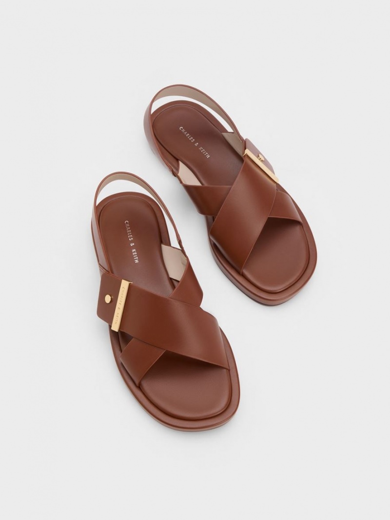 Charles & Keith Crossover Back Sandaler Med Reim Brune | UVNPH4536