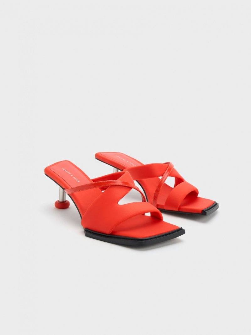 Charles & Keith Crossover Sculptural Sandaler med Hæl Rød | KXTVQ8935