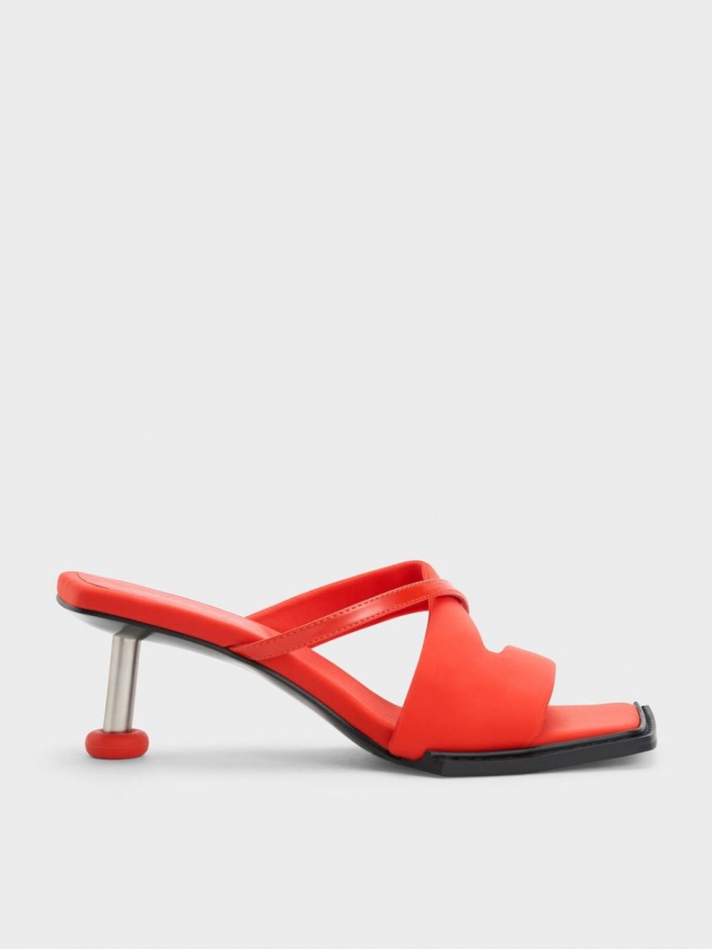 Charles & Keith Crossover Sculptural Sandaler med Hæl Rød | KXTVQ8935