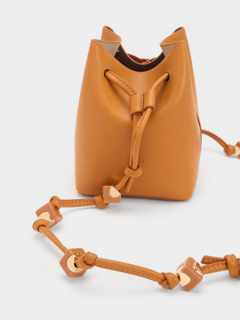 Charles & Keith Cube Knotted Bøtteposer Oransje | IRVOH1632