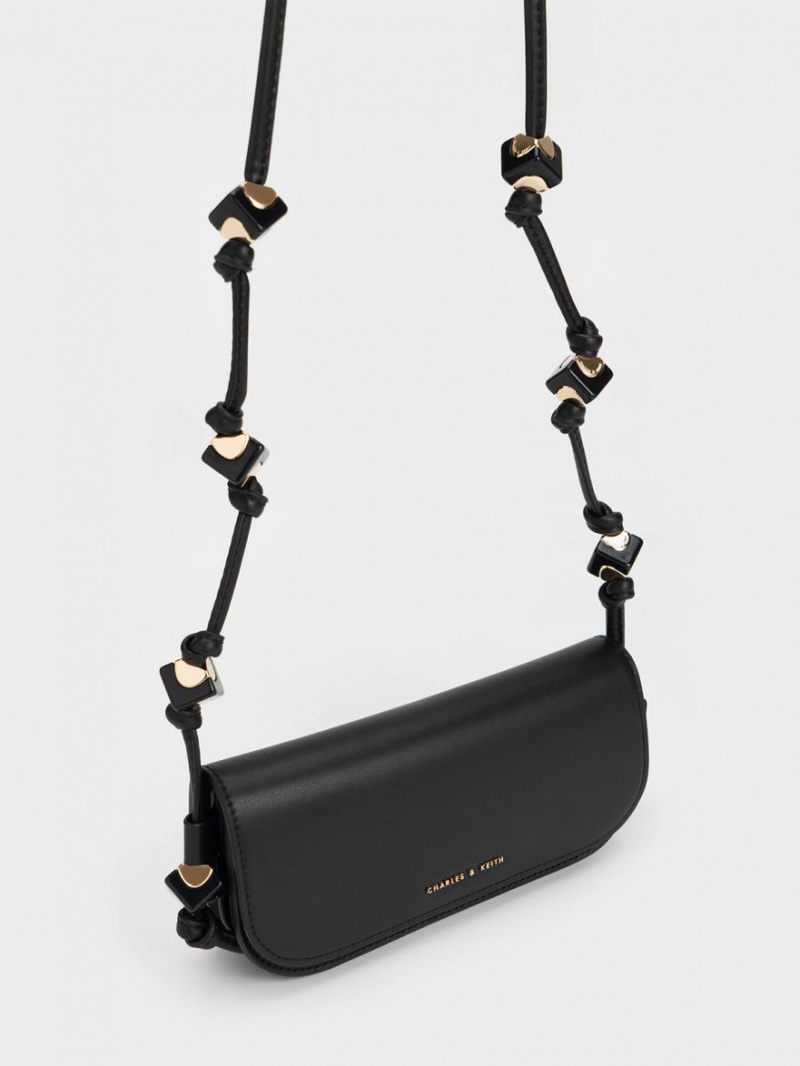 Charles & Keith Cube Knotted Elongated Crossbody Veske Svarte | AQFRI0326