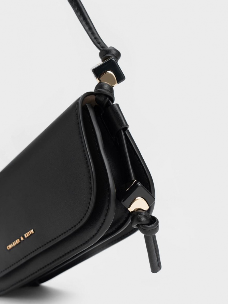 Charles & Keith Cube Knotted Elongated Crossbody Veske Svarte | AQFRI0326