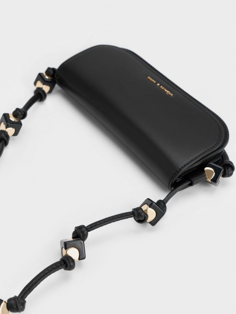 Charles & Keith Cube Knotted Elongated Crossbody Veske Svarte | AQFRI0326