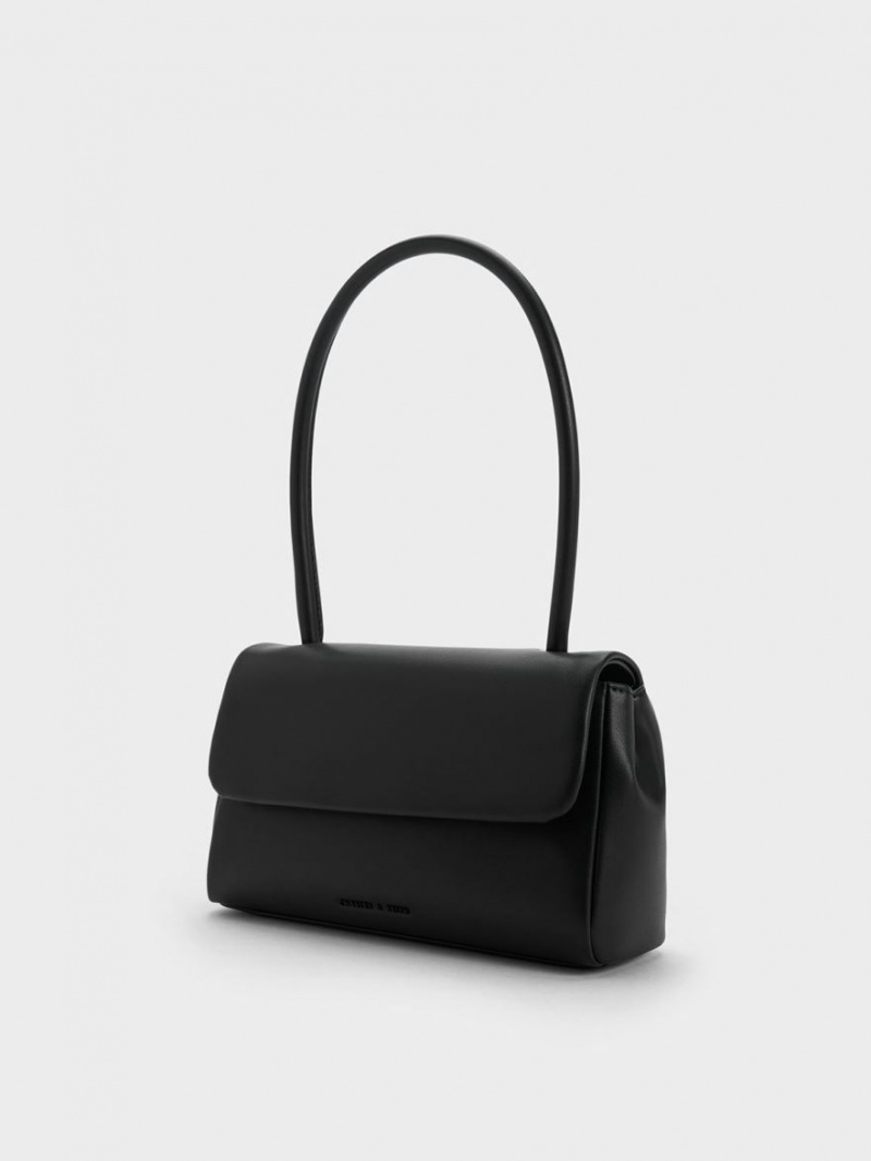 Charles & Keith Curved Handle Skulderveske Svarte | JLBNT9073