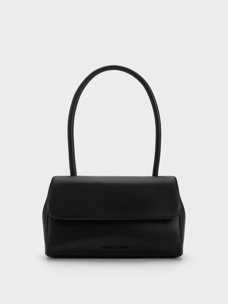 Charles & Keith Curved Handle Skulderveske Svarte | JLBNT9073