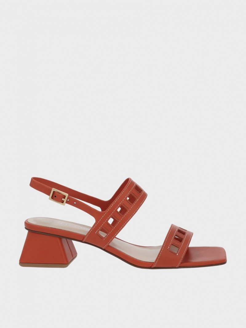 Charles & Keith Cut-Out Hælene Slingback Sandaler med Hæl Oransje | SWLBX6391