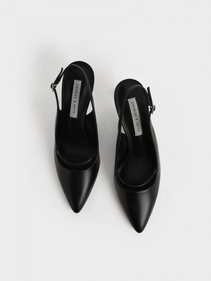 Charles & Keith Cut-Out Slingback Stiletto Pumps Svarte | WCOYU7560