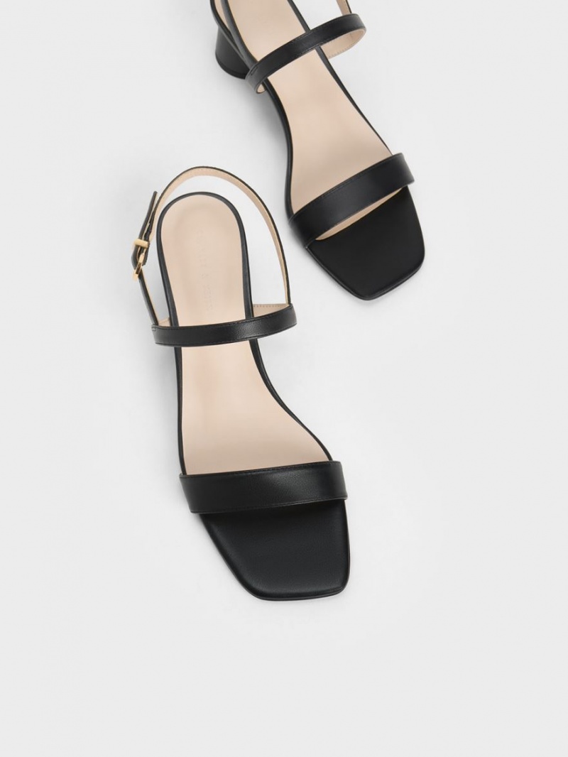 Charles & Keith Cylindrical Heel Back Sandaler Med Reim Svarte | BZAPG5297