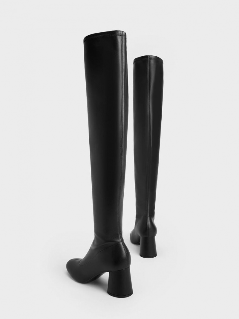 Charles & Keith Cylindrical Heel Thigh Høye Støvletter Svarte | SOZBW9724