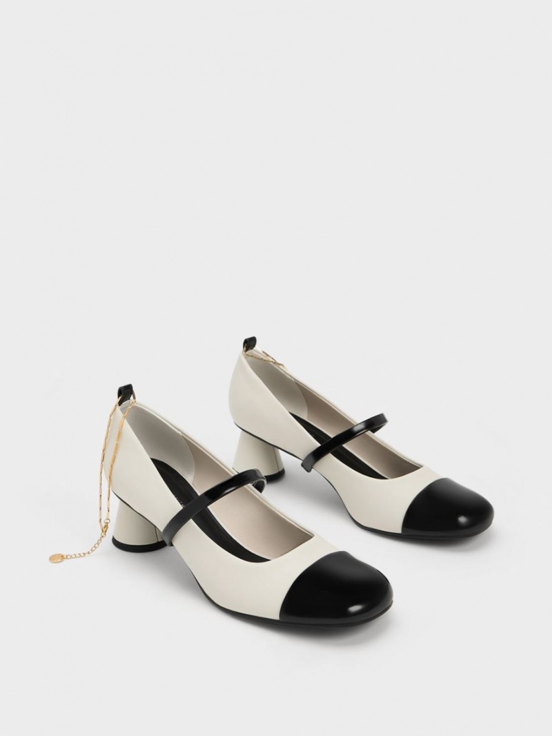 Charles & Keith Delicate Chain-Link Mary Jane Pumps Hvite | REKYU2594