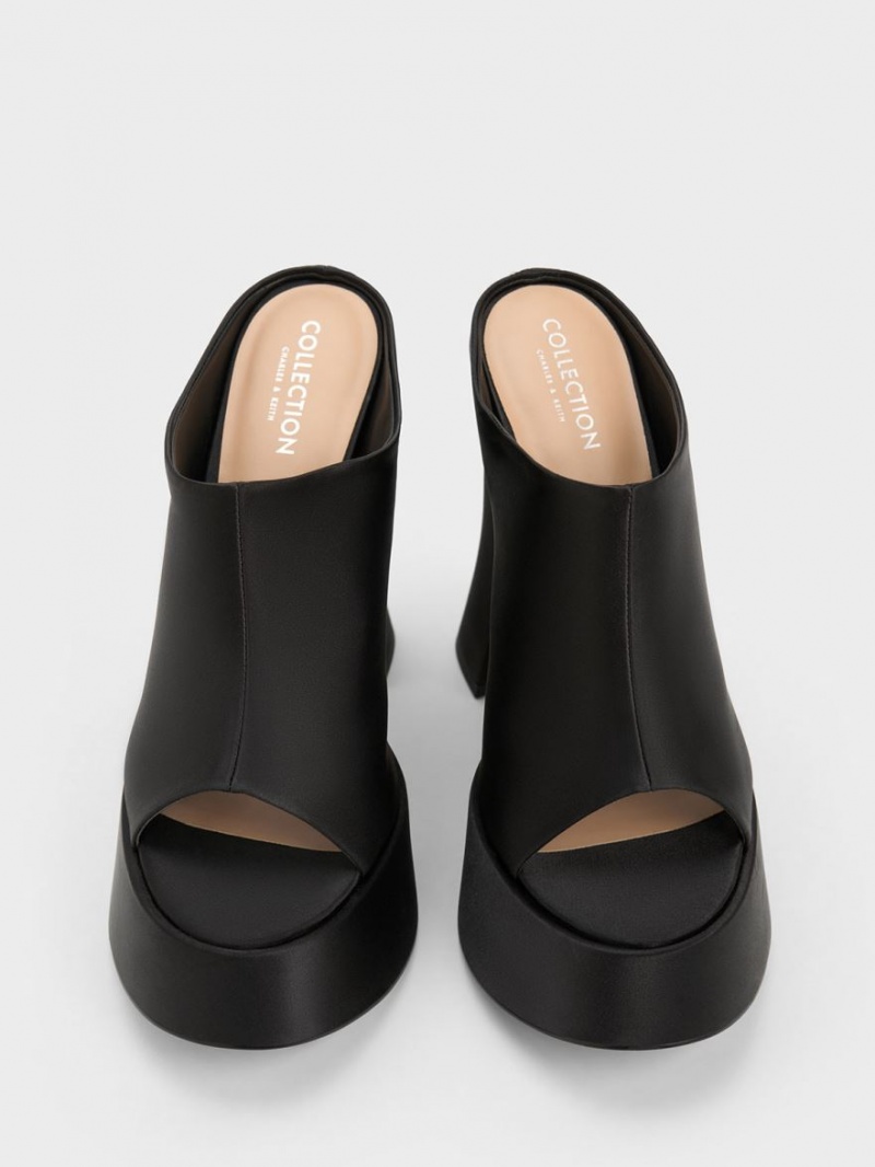 Charles & Keith Delphine Recycled Polyester Platform Mules Sko Svarte | MDOTH4598