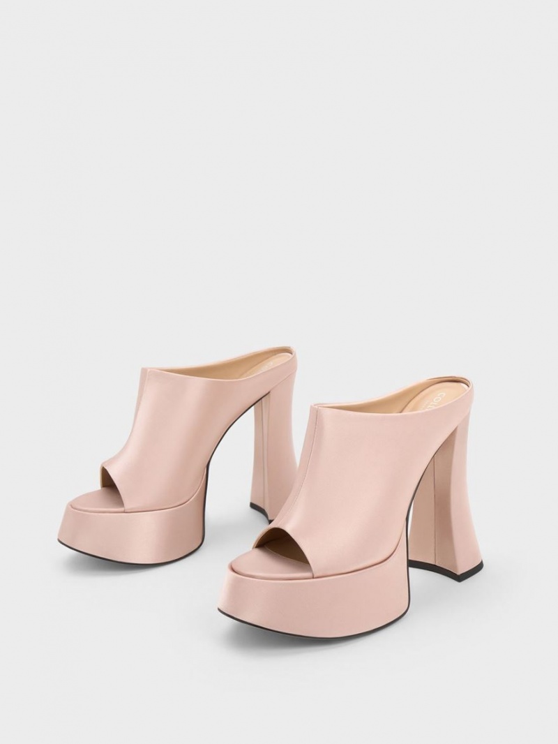 Charles & Keith Delphine Recycled Polyester Platform Mules Sko Rosa | OUESX8927