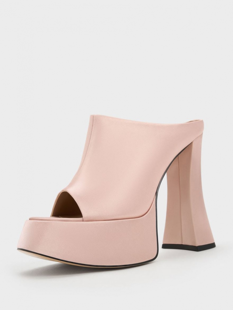 Charles & Keith Delphine Recycled Polyester Platform Mules Sko Rosa | OUESX8927