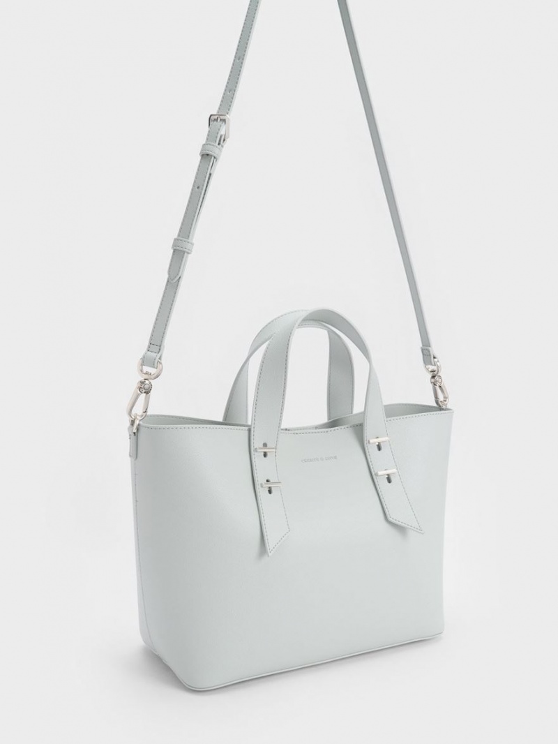 Charles & Keith Double Handle Hobo Veske Lyse Grå | DAORX3456