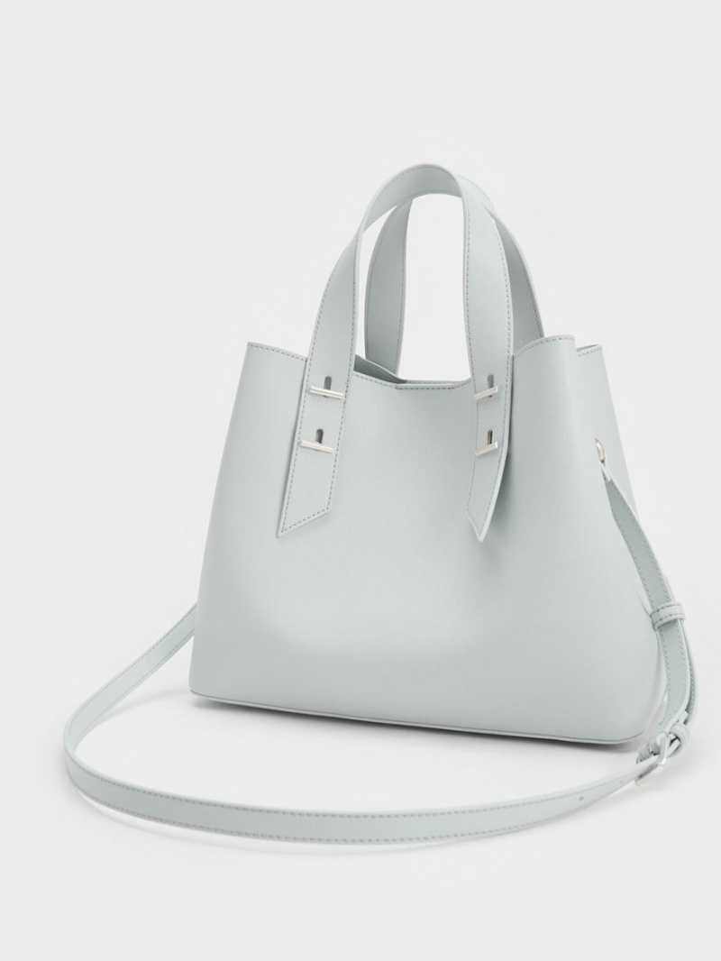 Charles & Keith Double Handle Hobo Veske Lyse Grå | DAORX3456