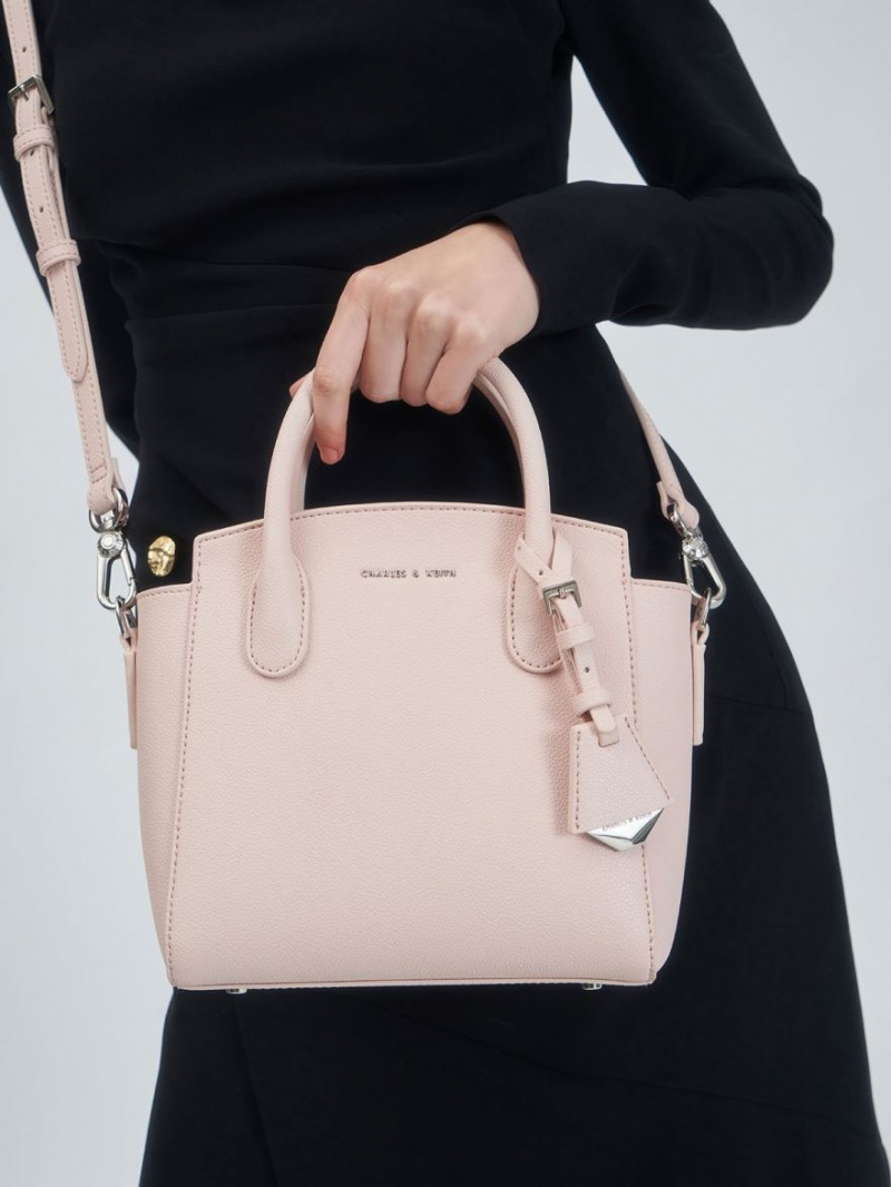 Charles & Keith Double Handle Trapeze Tote Veske Lyse Rosa | WNXCU1875