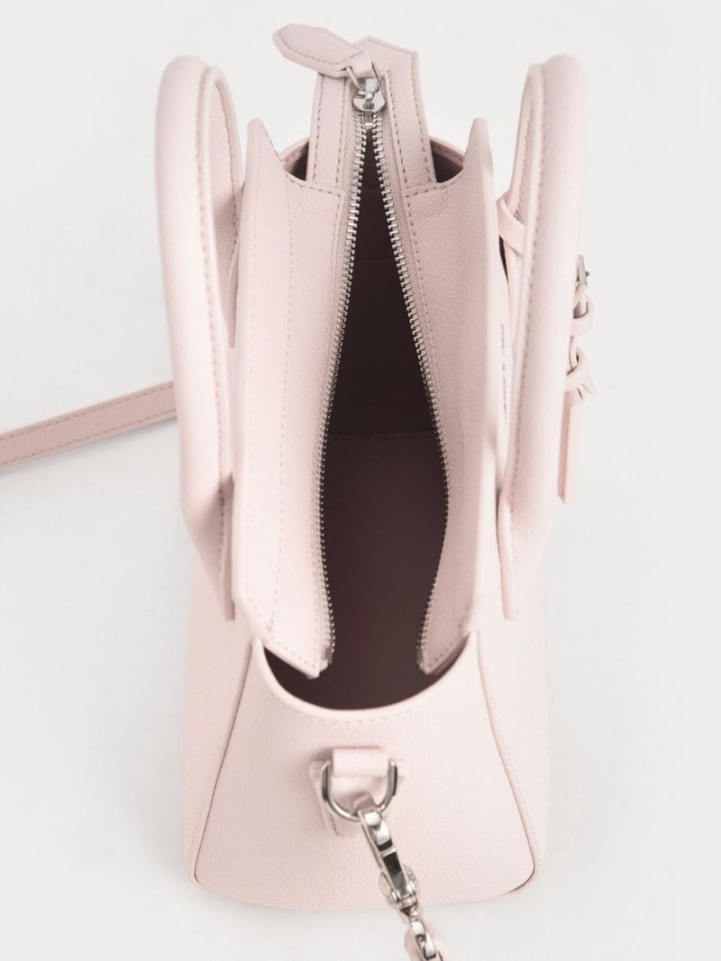 Charles & Keith Double Handle Trapeze Tote Veske Lyse Rosa | WNXCU1875