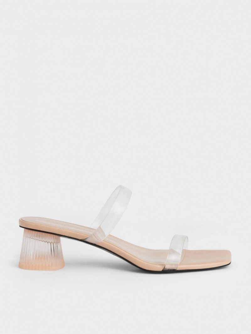 Charles & Keith Double Reima See-Through Mules Sko Beige | TDPXN4569