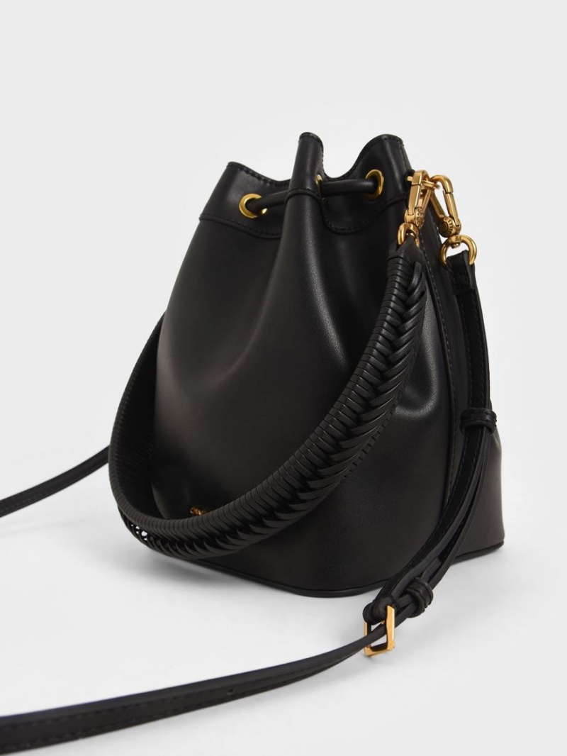 Charles & Keith Drawstring Bøtteposer Svarte | HSJBX2498