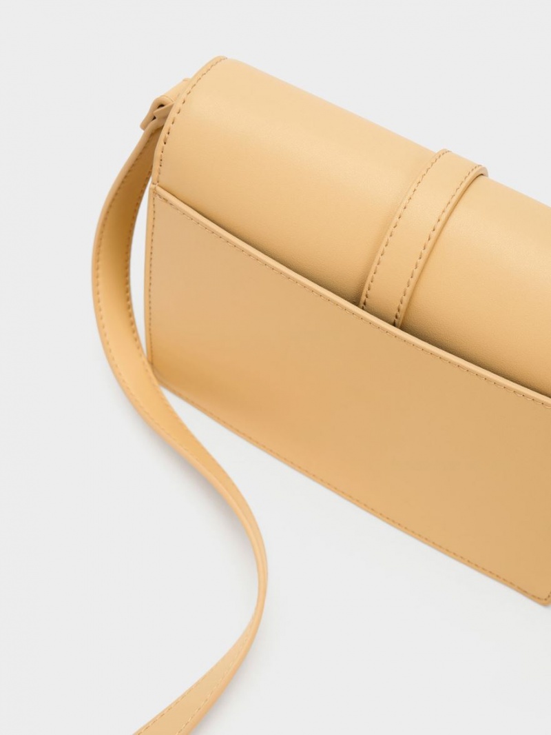 Charles & Keith Dua Buckled Crossbody Veske Beige | IVQRS6398