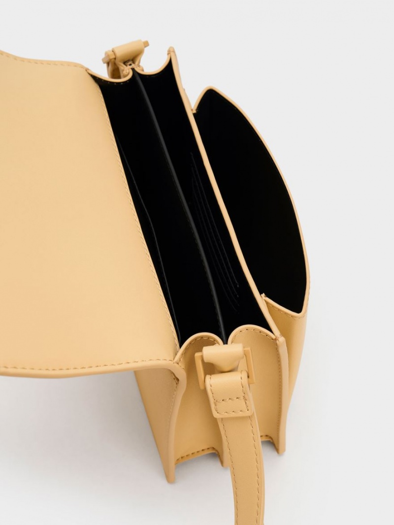 Charles & Keith Dua Buckled Crossbody Veske Beige | IVQRS6398