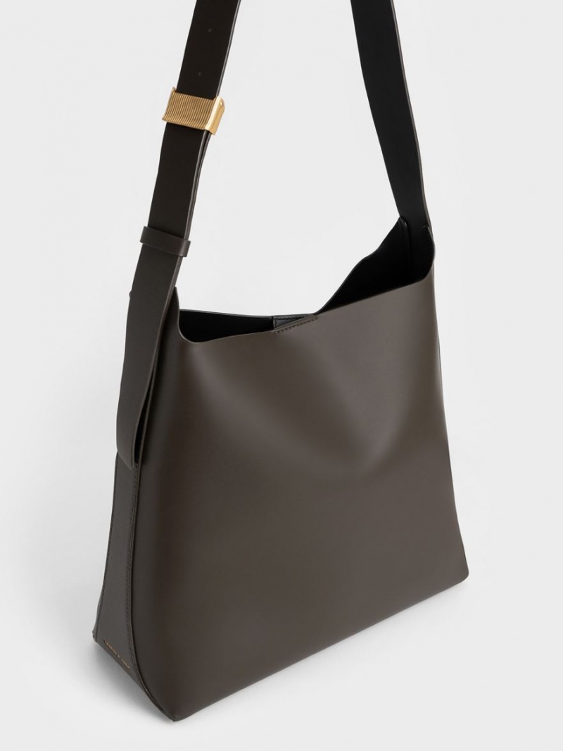 Charles & Keith Edna Tote Veske Mørke Brune | XNHJK1567