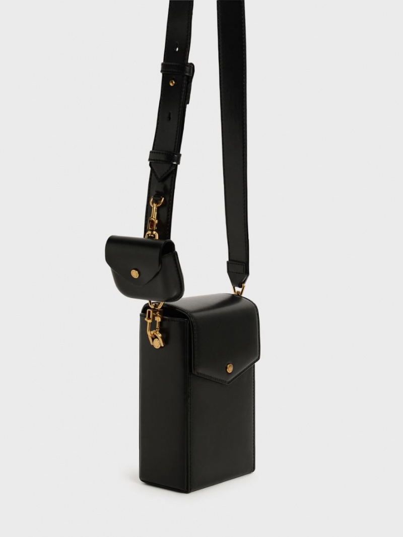 Charles & Keith Elongated Crossbody Veske Svarte | NWZSH3968