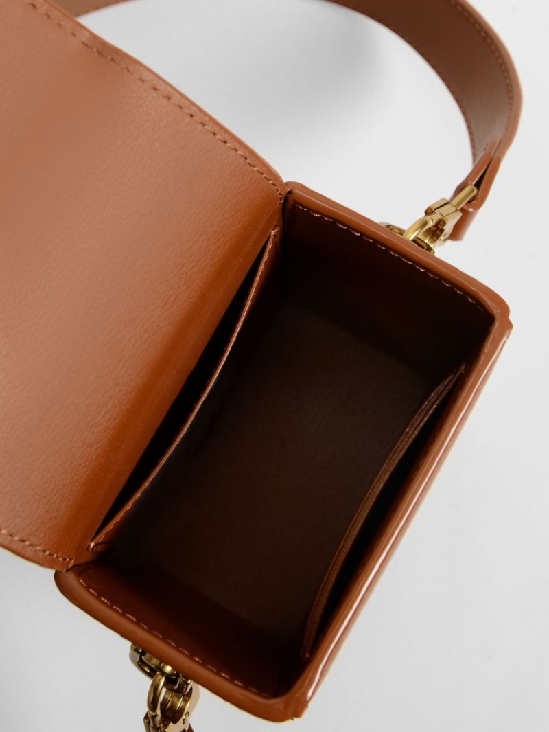 Charles & Keith Elongated Crossbody Veske Brune | LUEZK3946