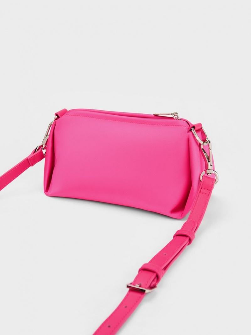 Charles & Keith Embellished Chain Handle Satin Crossbody Veske Rosa | JRVFI5607