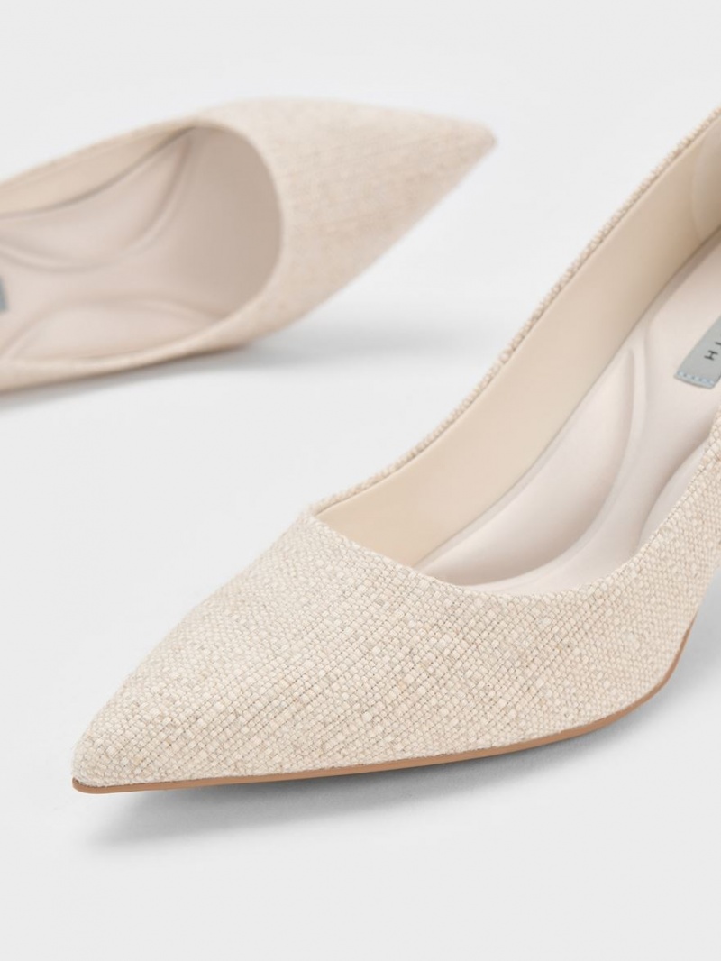 Charles & Keith Emmy Pointed-Tå Pumps Beige | DFIGL0712