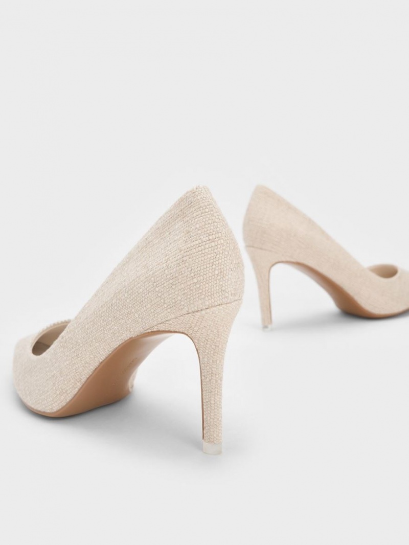 Charles & Keith Emmy Pointed-Tå Pumps Beige | DFIGL0712