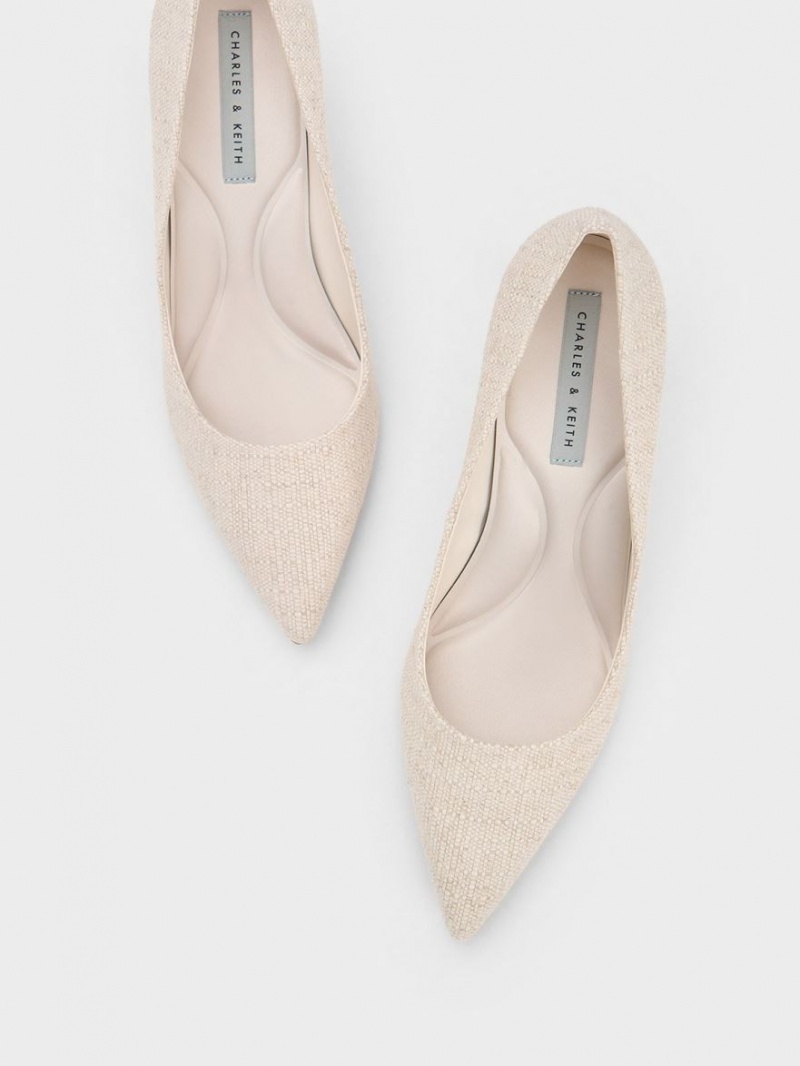 Charles & Keith Emmy Pointed-Tå Pumps Beige | DFIGL0712