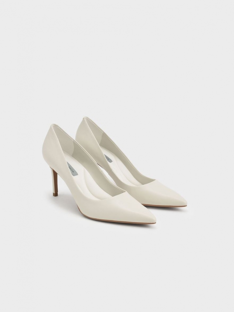 Charles & Keith Emmy Pointed-Tå Pumps Hvite | BROGJ8431