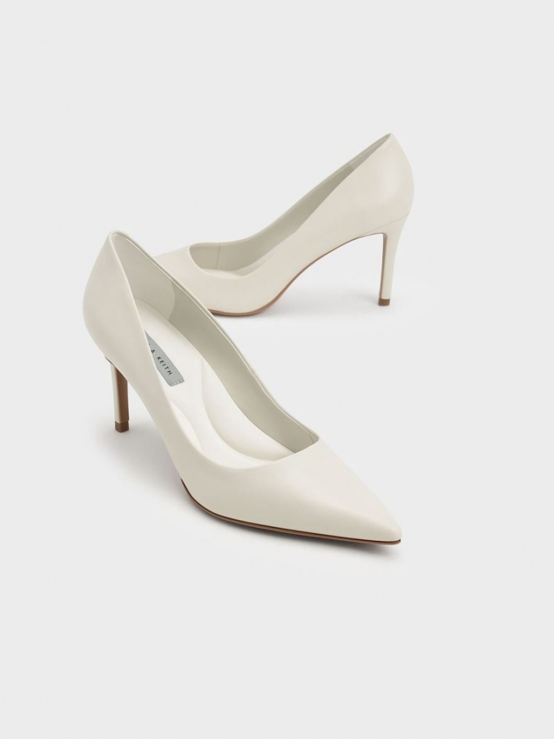 Charles & Keith Emmy Pointed-Tå Pumps Hvite | BROGJ8431