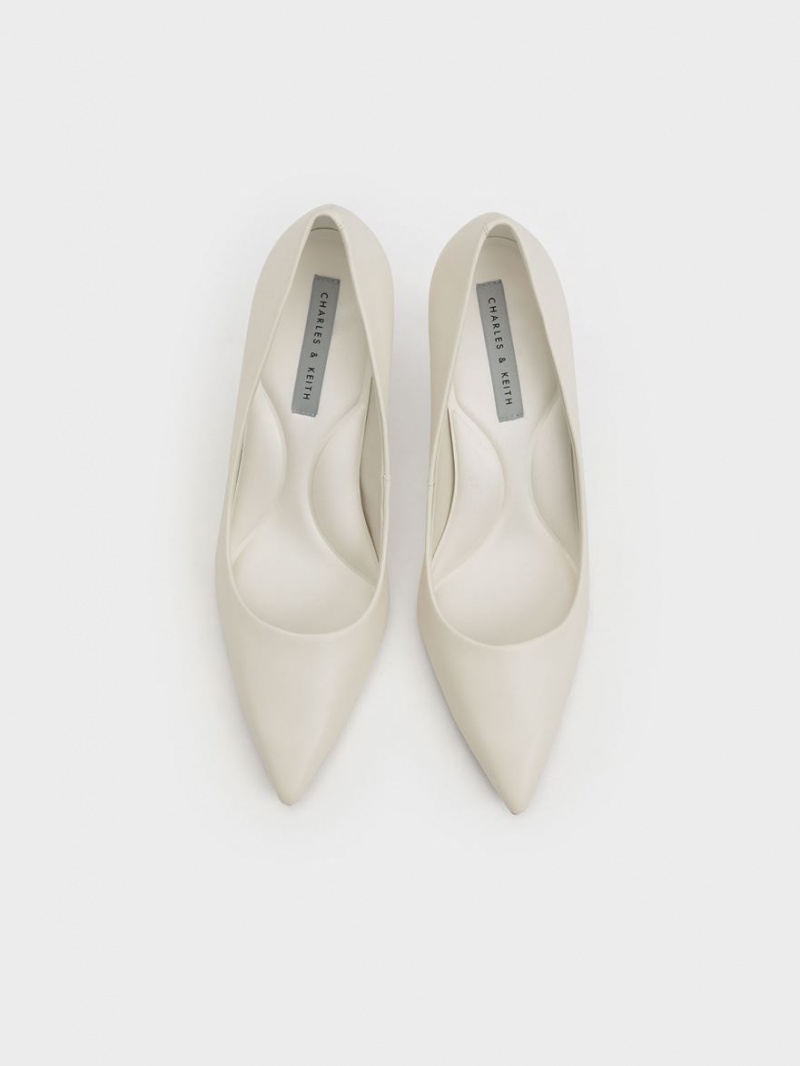 Charles & Keith Emmy Pointed-Tå Pumps Hvite | BROGJ8431