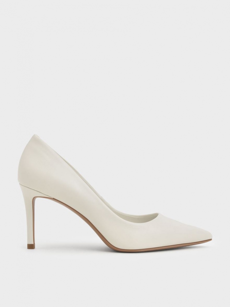 Charles & Keith Emmy Pointed-Tå Pumps Hvite | BROGJ8431