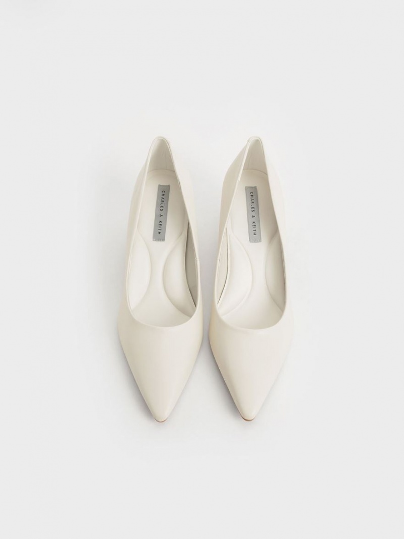 Charles & Keith Emmy Pointed Kitten Heel Pumps Hvite | FTYOD5890