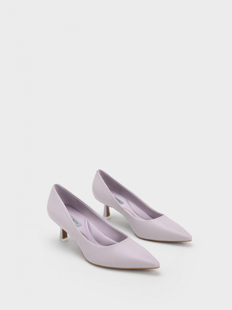 Charles & Keith Emmy Spool Heel Pumps Lilla | QCGEM4023