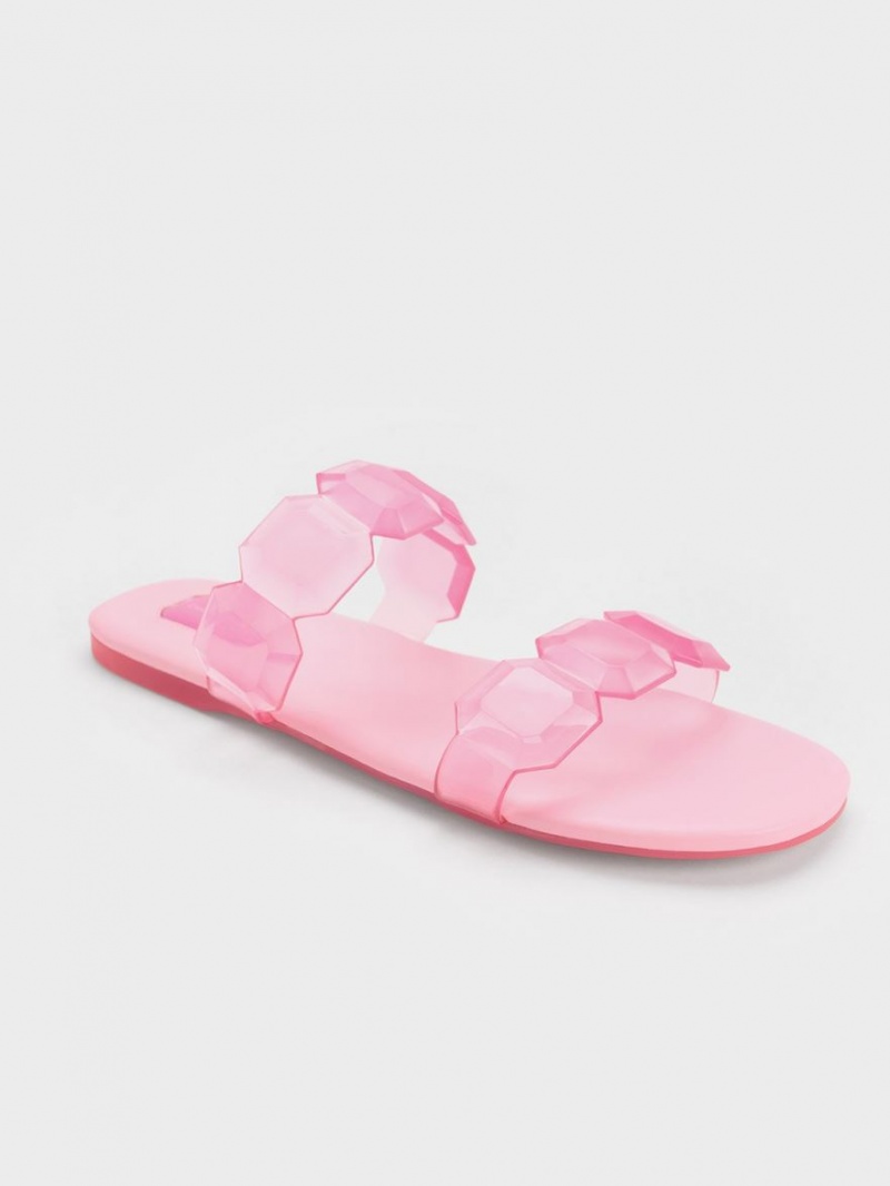 Charles & Keith Fia Gem-Reima Slidesandaler Lyse Rosa | PWTNU7165