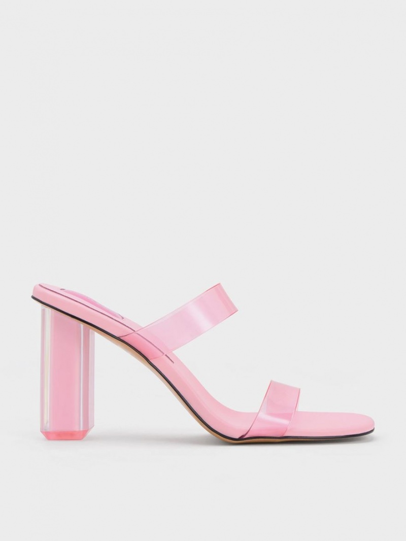 Charles & Keith Fia Geometric Heel Mules Sko Lyse Rosa | JLBCU9183