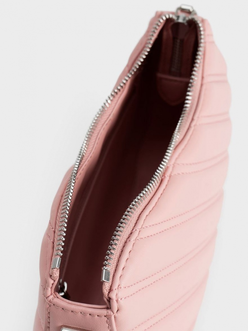 Charles & Keith Freja Curved Panelled Tote Veske Lyse Rosa | KVZJW6843